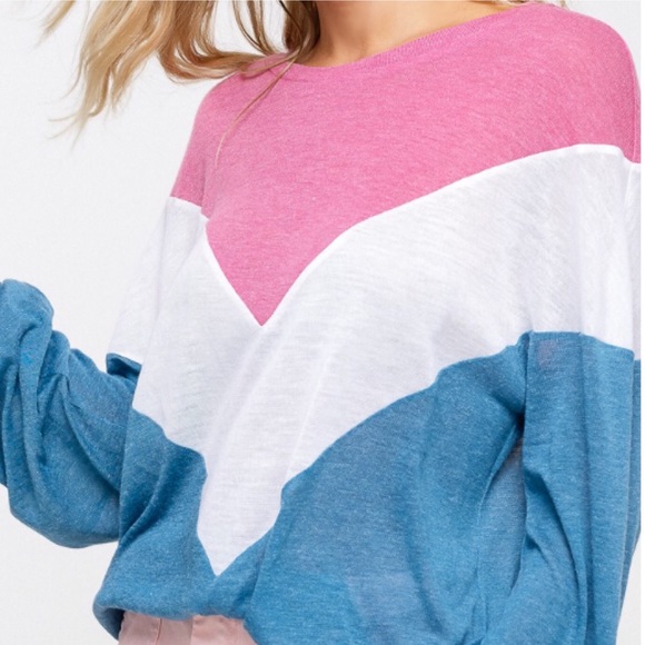 Soft Light Color Block Textured Knit V-Shape Top! - Picture 5 of 9